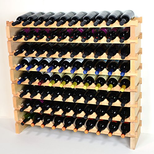 sfDisplay.com,LLC. Modular Wine Rack Beechwood 40-120 Bottle Capacity 10 Bottles Across up to 12 Rows Newest Improved Model (80 Bottles - 8 Rows) - size: 80 Bottles - 8 Rows