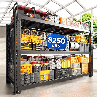 Bepatio 8250LBS Heavy Duty Garage Shelving,Storage Shelves Industrial Metal Shelving, 3-Tier Adjustable Shelves for Factory Warehouse Shop Storage Room 24" D × 60" W × 66" H, Black - size: 60"W x 24"D x 66"H, 3-Tier