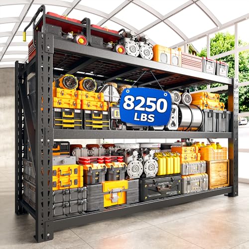 Bepatio 8250LBS Heavy Duty Garage Shelving,Storage Shelves Industrial Metal Shelving, 3-Tier Adjustable Shelves for Factory Warehouse Shop Storage Room 24" D × 60" W × 66" H, Black - size: 60"W x 24"D x 66"H, 3-Tier