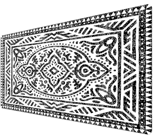 French KOKO Desk Mat, Large Desk Pad Large Mouse Pad Cute Desk Accessories Home Office Essentials XL Desk Mat Desk Pad Keyboard Mouse Desk Pads Computer Cute Women Girls (Black White Rug, 36" x 16.5") - color: Black White Rug, size: 16.5" x 36"