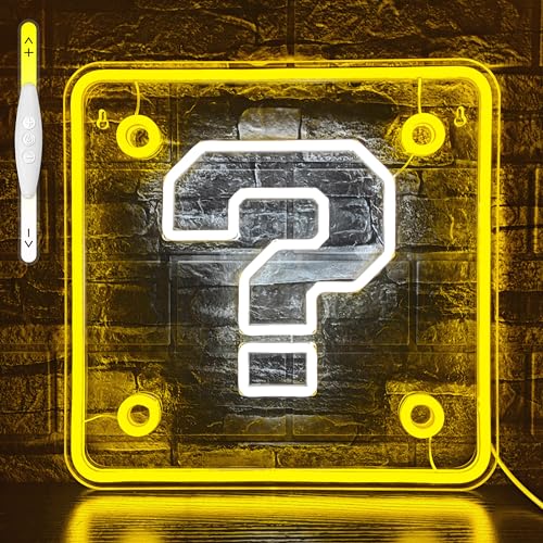 Question Block Neon Sign,Question Square Led Gamer Neon Light USB Powered Led Night Lights for Game Room Wall Decor,Man Cave,Teen Boy Room Decor,Gamer Gifts for Boys, Kids - color: Question