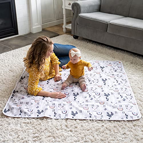 Splat Mat for Baby – Under High Chair Floor Mat Protects Wood, Vinyl and Carpet from Spills – Waterproof 4 Layer Baby Mat with Anti-Skid Backing Deters Bunching and Sliding (51” x 51”) - color: Grey Alpaca