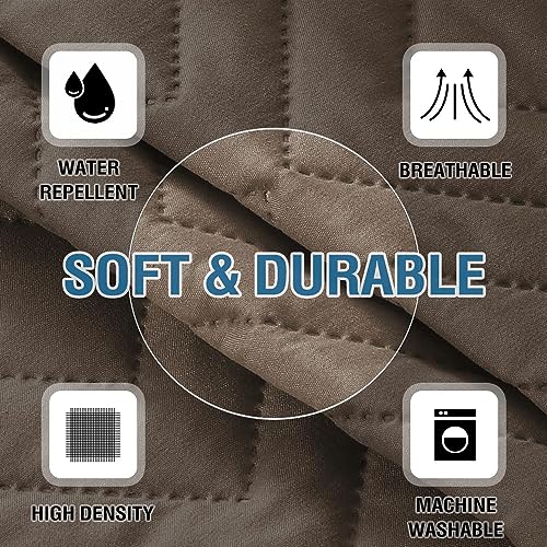 H.VERSAILTEX Armrest Covers for Sofa Water Resistant Couch Arm Covers Remote Control Holder Sofa Armrest Organizer for Magazine, Tablet, Phone, iPad(Set of 2, Taupe/Beige) - color: Double Diamond-taupe/Beige