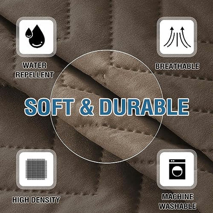 H.VERSAILTEX Armrest Covers for Sofa Water Resistant Couch Arm Covers Remote Control Holder Sofa Armrest Organizer for Magazine, Tablet, Phone, iPad(Set of 2, Taupe/Beige) - color: Double Diamond-taupe/Beige