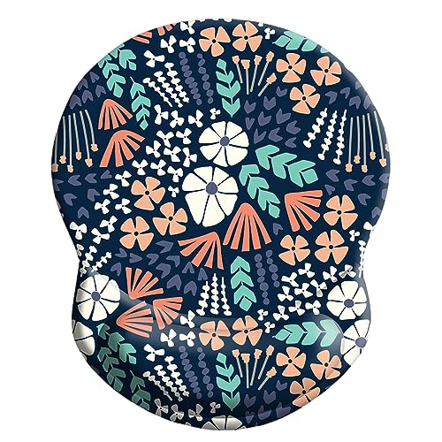 Ergonomic Wrist Support Mouse Pad, Comfortable Computer Mouse Pad with Non-Slip PU Base for Home Office Working Gaming (Creative Flowers) - color: Creative Flowers
