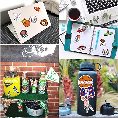 Basketball and Football Stickers for Kindle Kids Sports Stickers Water Bottles Scrapbook Book Waterproof(115 Pcs) - style: Cartoon