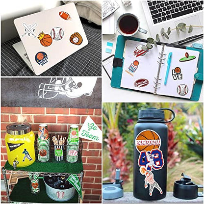 Basketball and Football Stickers for Kindle Kids Sports Stickers Water Bottles Scrapbook Book Waterproof(115 Pcs) - style: Cartoon