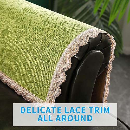MINJIATEX Couch arm Covers,Non-Slip lace Sofa arm Covers Set of 2 Washable Sofa armrests Covers for Living Room Recliner Chair arm Cover Protectors for Leather Sofa armrest slipcover (GYDF-Green) - color: Gydf-green