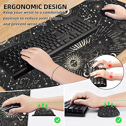 LATEEFAH Desk Mat, Mouse Pad with Wrist Rest, 4-in-1 Large Mouse Pads for Desk, Ergonomic Mouse Pad and Keyboard Wrist Rest Gaming Keyboard Mat for Office, Home - color: 4Pcs-Sun