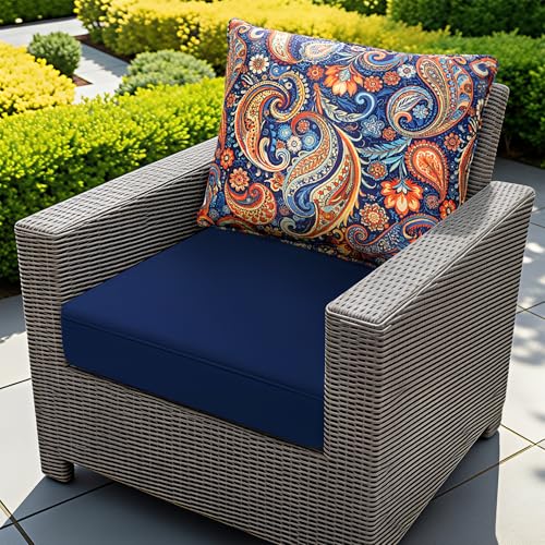 Fabuday Outdoor Chair Cushions Patio Furniture - 22 x 22 Inch Deep Seat & Back Pillow Rain-Proof Cover Removable Replacement with Ties for Wicker Sofa Couch Sunbrella Outside Red Floral - color: Red Floral, size: 22 x 22 Inch