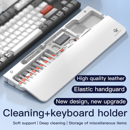 GK GAMAKAY 14.17'' Keyboard Wrist Rest Pad with Cleaning Tool Kit, ABS & Leather Hand Wrist Rest for 85% Mechanical Keyboard, Non-Slip Palm Pad for Comfortable Typing and Playing (White-85%) - color: White-85%