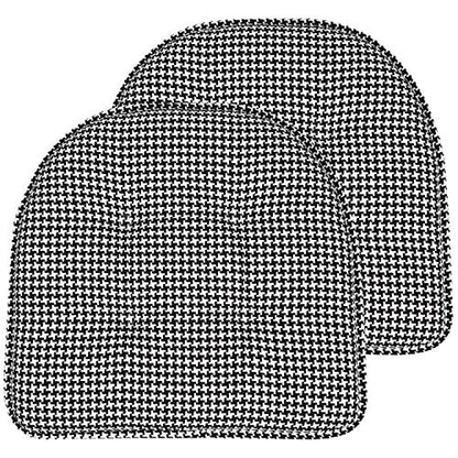 Sweet Home Collection Chair Cushion Memory Foam Pads Tufted Slip Non Skid Rubber Back U-Shaped 17" x 16" Seat Cover, 2 Count (Pack of 1), Houndsooth Black - color: Houndsooth Black, size: 2 Pack, style: Foam Pads