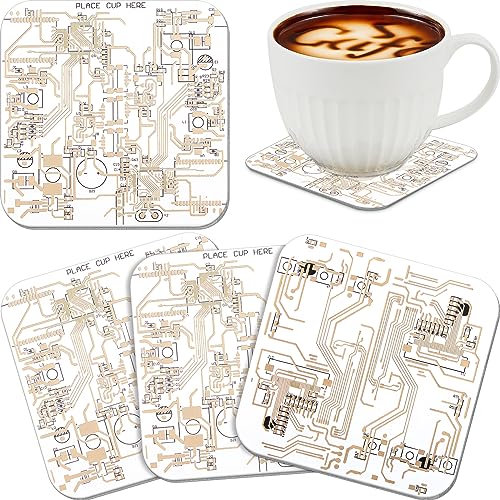 Nuenen 4 Pcs Circuit Board Coasters for Drinks PCB Coasters Immersion Gold Circuit Board PCB Design Engineer It Gift for Party Bar Office Geek Nerd Engineer Dad Gift Men(Classic Style,White) - color: White, size: Classic Style