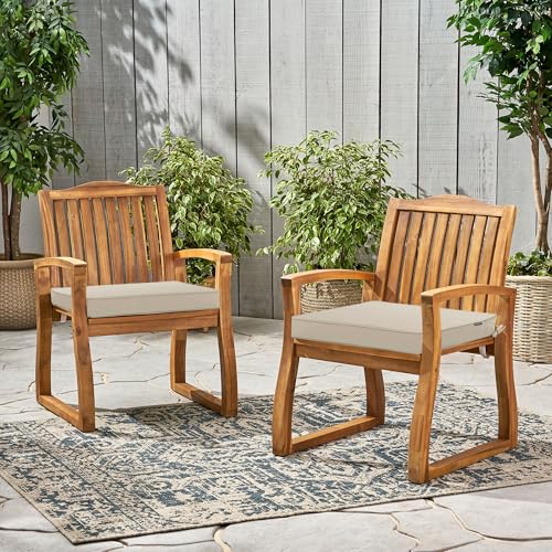 Outdoor Chair Cushions 16 x 17 Inch Water Resistant Patio Chair Cushions with Tie Color Fastness Thick Outdoor Seat Cushion for Garden Lawn Patio Furniture Cream Set of 2 - color: Cream, size: 17*16*2 Inch (Square)