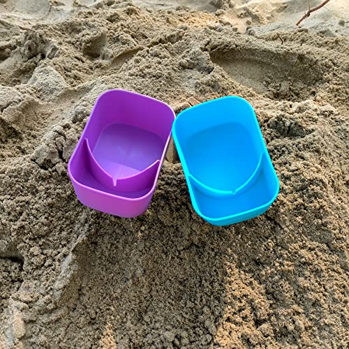 Beach Cup Holder with Pocket Beach Sand Coasters Drink Cup Holders for Travel Multicolor 2 Pack Color Blue/Purple - color: Purple/Blue