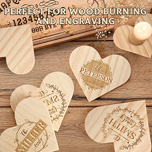 12 Pieces Unfinished Wood Coasters, GOH DODD 4.5 Inch Wooden Slices Blanks Bulk Set with Foot Pads for DIY Crafts Laser Engraving Wood Burning Staining Painting Decoupage Valentine's Day, Heart - color: Heart-12pcs