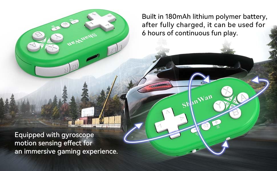ShanWan Bluetooth Gamepad Keychain Sized Mini Controller for Switch, Windows, Android, iOS & PS4（green） - color: green