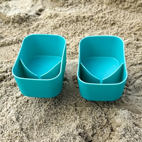 Sand Beach Cup Holder with Pocket Sand Beach Coasters Drink Cup Holders for Travel Multicolor 2 Pack Color Lake Green/Lake Green - color: Lake Green/Lake Green
