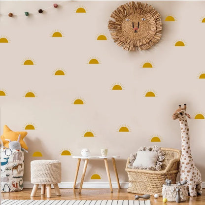 12x36 Inch Half Sun Wall Decal Set - DIY Boho Wall Decal Mural Set - Great Gift Idea- 25 Pcs Stickers, Kitchen, Nursery, Office Decor (Half Sun) - color: Half Sun