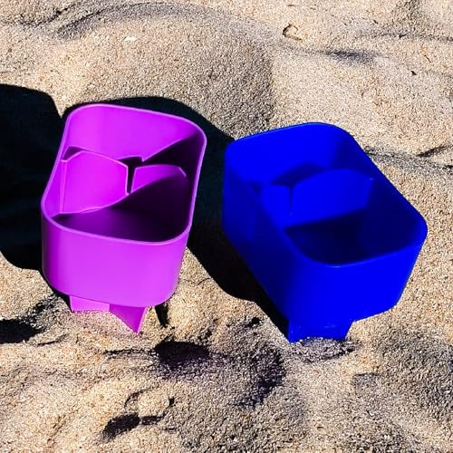 Sand Cup Holders for Beach, Sbeach Drink Holder for Sand, Suitable for Holiday, Picnic, Party, with Sand Bag 2 Pack Color Deep Blue/Purple - color: Deep Blue/Purple