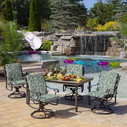Arden Outdoor Midback Chair Cushion, 18 x 16.5, Rain-Proof, Fade Resistant Sage King Palm - color: Sage King Palm