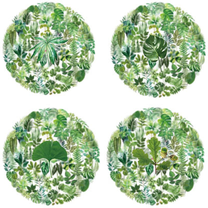 100 Transparent Plant Leaf Stickers for Journaling, Water Bottle & Phone Case Decoration - Waterproof PET Material, Easy Peel & Stick, Aesthetic Vinyl Decals for Teens and Adults,Scrapbooking - style: plant leaf