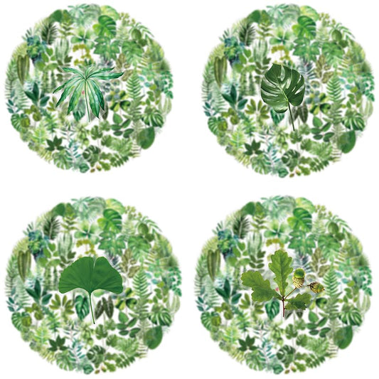 100 Transparent Plant Leaf Stickers for Journaling, Water Bottle & Phone Case Decoration - Waterproof PET Material, Easy Peel & Stick, Aesthetic Vinyl Decals for Teens and Adults,Scrapbooking - style: plant leaf