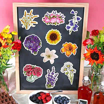 Flower Stickers for Kindle Girls Flower Stickers for Water Bottles Laptop Scrapbook Book Waterproof(50 Pcs) - style: Flower Stickers