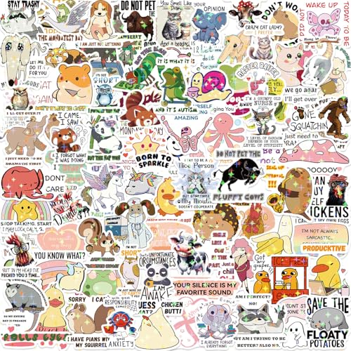 Funny Holographic Stickers for Adults, 150Pcs Sarcastic Stickers Vinyl Hilarious Meme Decals for Kindle Phone Case Bumper Water Bottles Laptops Scrapbook