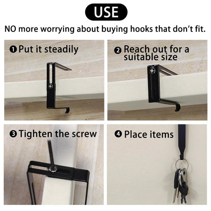 Cubicle Hooks, Office Cubicle Hooks for Hanging 7 Pack Black | Small Adjustable No Drill Cubicle Wall Hooks & Cubicle Hangers for 1.4" to 3.5" Thick Panels