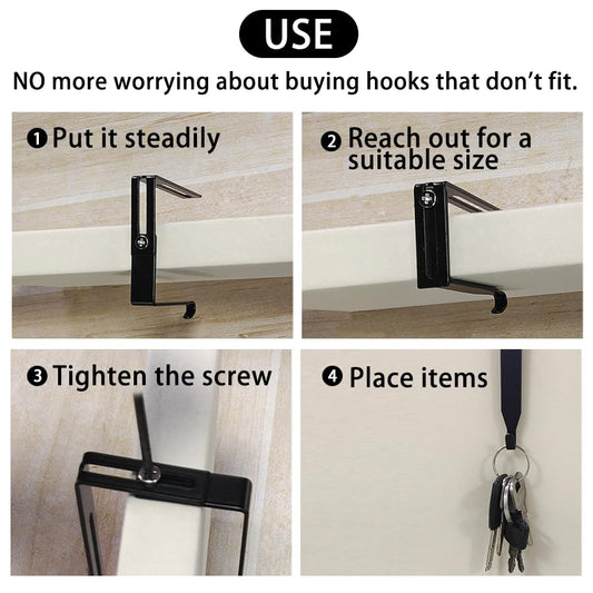 Cubicle Hooks, Office Cubicle Hooks for Hanging 7 Pack Black | Small Adjustable No Drill Cubicle Wall Hooks & Cubicle Hangers for 1.4" to 3.5" Thick Panels