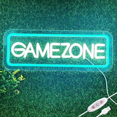 GAME ZONE Neon Signs,Gaming Letter Neon Sign for Gamer Room Decor, USB Powered Dimmable Colorful Led Game Neon Signs, Gaming Neon Sign for Wall Decor,Teenage Boys, Kids Gifts - style: GAME ZONE