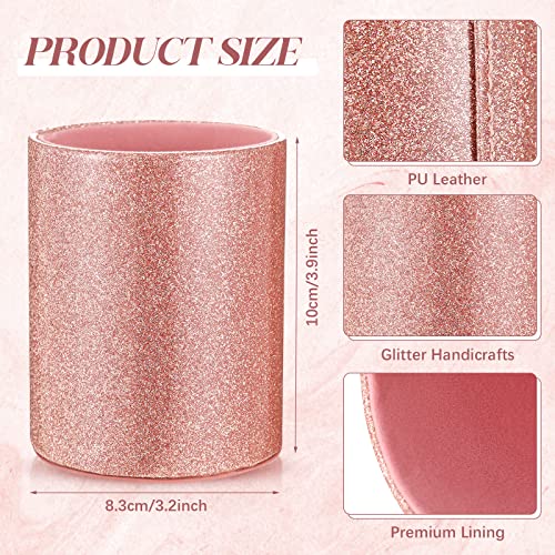 Sabary 8 Pcs Rose Gold Pens with Pen Holder for Desk Glitter Crystal Diamond Cute Ballpoint Fancy Pencil Holder Bling Desk Organizer for Women Girls School Office Supplies Wedding Graduation Gifts - color: Rose Gold