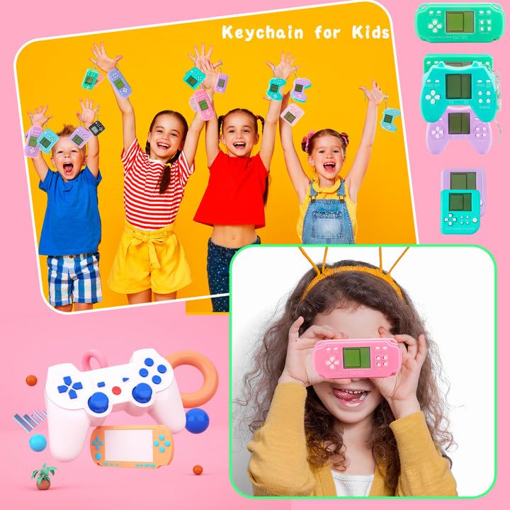 18 Pack Mini Video Game Keychain Small Gamepads Keychains for Video Game Party Favors Birthday School Party Gifts (Color Style 1)