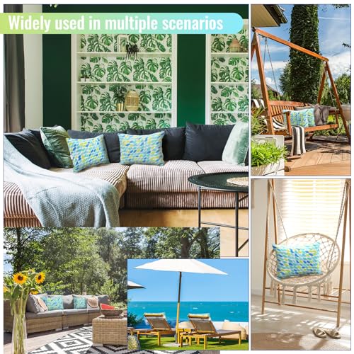 Juexica 2 Pack Chaise Lounge Pillow with Strap Outdoor Waterproof Beach Chair Neck Headrest Pillow Adjustable Elastic Band for Hammock Lumbar Recliner Pillows for Patio Pool Chair(Blue Green Pattern) - style: Blue Green Pattern