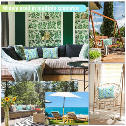 Juexica 2 Pack Chaise Lounge Pillow with Strap Outdoor Waterproof Beach Chair Neck Headrest Pillow Adjustable Elastic Band for Hammock Lumbar Recliner Pillows for Patio Pool Chair(Blue Green Pattern) - style: Blue Green Pattern