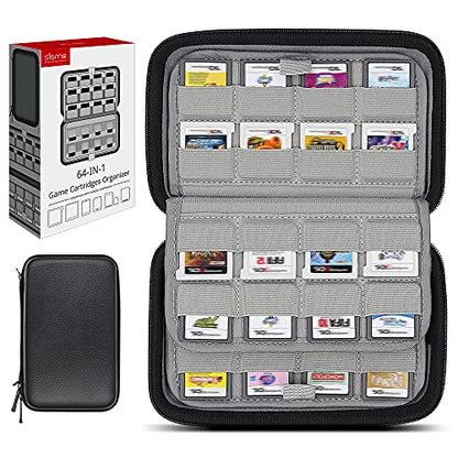sisma 64 DS 3DS Switch Game Case Compatible with Nintendo Game Cartridges, Cards Holder Organizer Home & Travel Safekeeping Storage Case Carrying Bag - color: Black 64 Slots