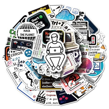 50PCS Funny Computer Stickers Creative Tech Laptop Decals for Programmers IT Students Developers Coders Great for Journals Water Bottles Keyboards and Workstation Decor - style: Computer
