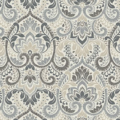 Arden Outdoor Midback Chair Cushion, 18 x 16.5, Rain-Proof, Fade Resistant Neutral Aurora Damask - color: Neutral Aurora Damask