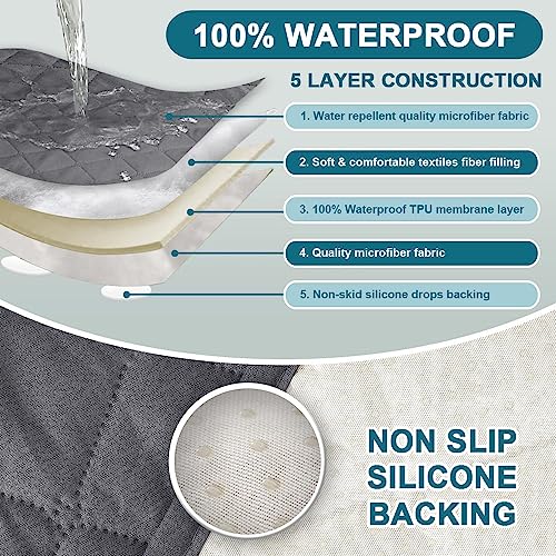 Turquoize 2 Pack Waterproof Armrest Covers for Chairs and Sofas Couch Arm Covers for Sofa Armrest Covers with Side Pocket Anti-Slip Furniture Protector Washable Armrest Slipcovers Set of 2, Gray - color: Single Diamond- Gray