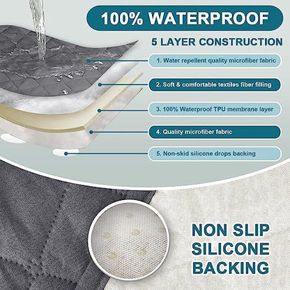 Turquoize 2 Pack Waterproof Armrest Covers for Chairs and Sofas Couch Arm Covers for Sofa Armrest Covers with Side Pocket Anti-Slip Furniture Protector Washable Armrest Slipcovers Set of 2, Gray - color: Single Diamond- Gray