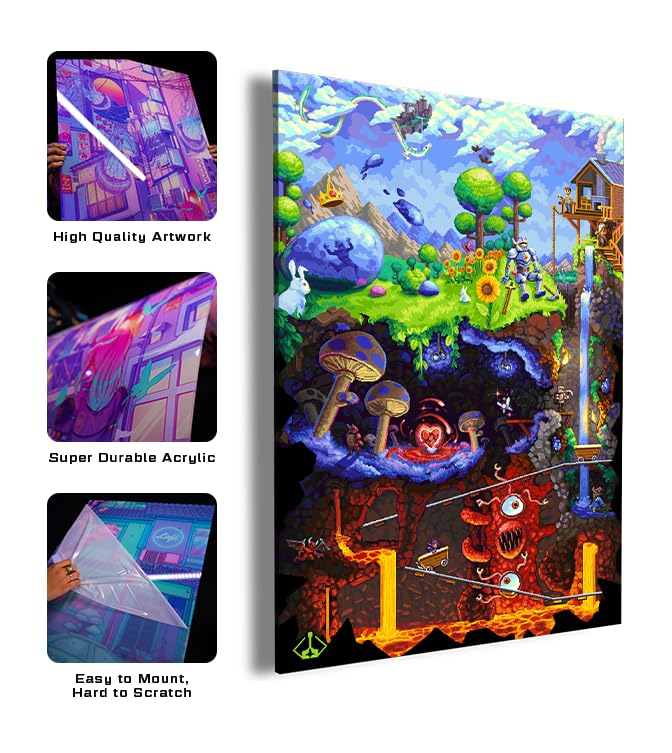 Journey Down - Terraria Acrylic UV Printed Acrylic Wall Art 16in x 24in - color: Journey Down, size: 24"L x 16"W