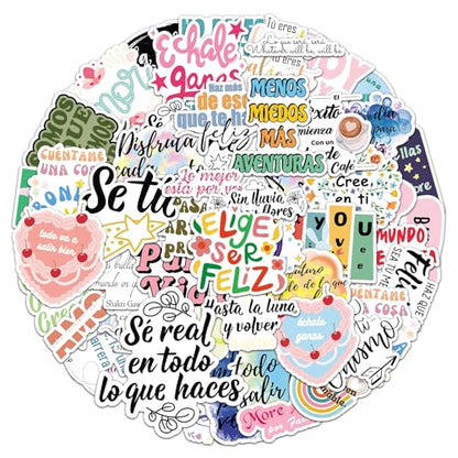 50 Pack Spanish Motivational Stickers for Teens & Adults, Waterproof Vinyl Inspirational Quotes Stickers for Laptops Water Bottles Journals Skateboards Affirmation Positive Quotes - style: Spanish Inspirational Quote