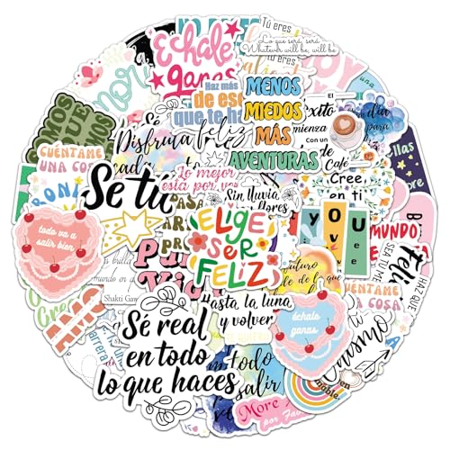 50 Pack Spanish Motivational Stickers for Teens & Adults, Waterproof Vinyl Inspirational Quotes Stickers for Laptops Water Bottles Journals Skateboards Affirmation Positive Quotes - style: Spanish Inspirational Quote