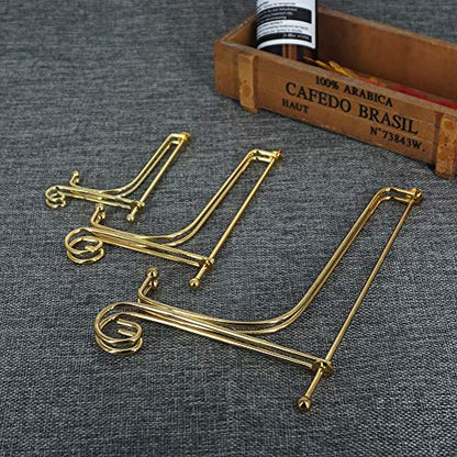 LIONWEI LIONWELI 6 Pack Iron Display Stand,Gold Iron Easel Plate Holder Stand for Displaying Pictures, Plates, Books and Arts (4, 6, 8 inch) - color: Gold