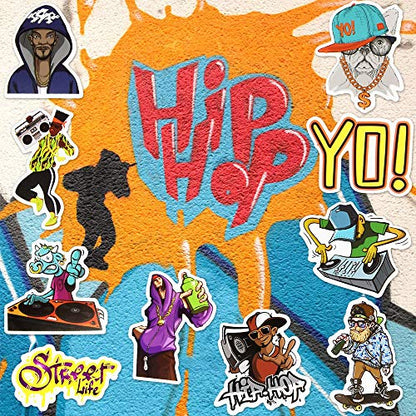 Hip Hop Stickers for Kindle Teens Cool Hip Hop Stickers for Water Bottles Scrapbook Laptop Book Waterproof(50 Pcs) - style: Hip Hop Stickers