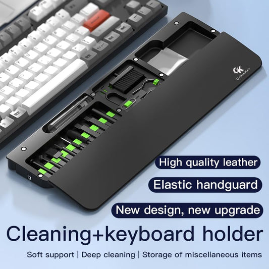 GK GAMAKAY 14.17'' Keyboard Wrist Rest Pad with Cleaning Tool Kit, ABS & Leather Hand Wrist Rest for 85% Mechanical Keyboard, Non-Slip Palm Pad for Comfortable Typing and Playing (Black-85%) - color: Black-85%