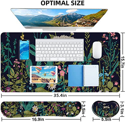LATEEFAH Desk Mat, Mouse Pad with Wrist Rest, 4-in-1 Large Mouse Pads for Desk, Ergonomic Mouse Pad and Keyboard Wrist Rest Gaming Keyboard Mat for Office, Home - color: 4Pcs-Weeds
