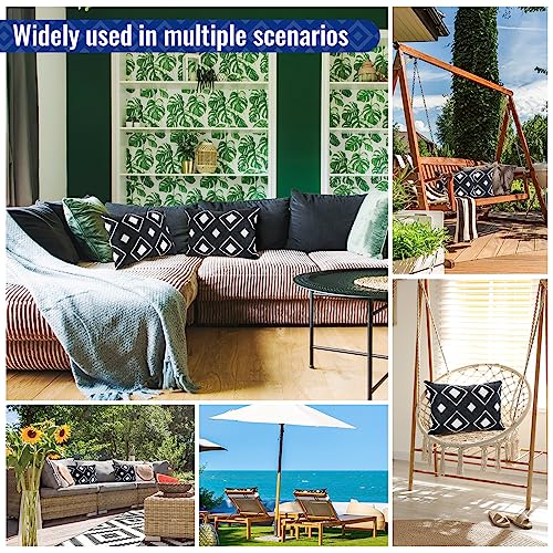 Juexica 2 Pack Chaise Lounge Pillow with Strap Outdoor Waterproof Beach Chair Neck Headrest Pillow Adjustable Elastic Band for Hammock Lumbar Recliner Pillows for Patio Pool Chair(White and Black) - style: White and Black