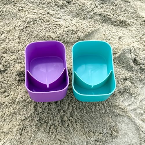 Luuzunn Sand Beach Drink Cup Holder with Pocket, Beach Sand Coasters Drink Cup Holders for Travel Multicolor 2 Pack Color Green/Purple - color: Green/Purple